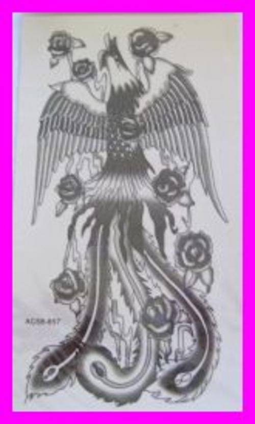 Black Rose Bird Temporary Tattoo