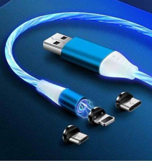 Magnetic 3 in 1 USB Cable Fast Charging For iPhone Micro USB Samsung Type-c Charging