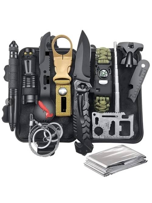 Outdoor Survival Kit Military Camping Tools Emergency SOS First Aid Tactical Knife Hiking Gear
