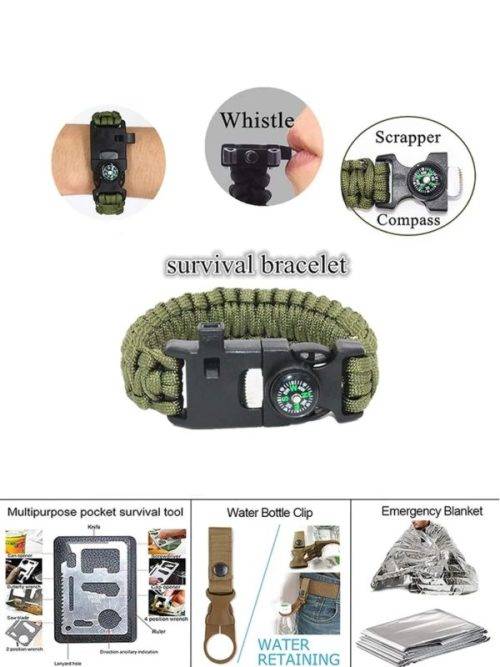 Outdoor Survival Kit Military Camping Tools Emergency SOS First Aid Tactical Knife Hiking Gear