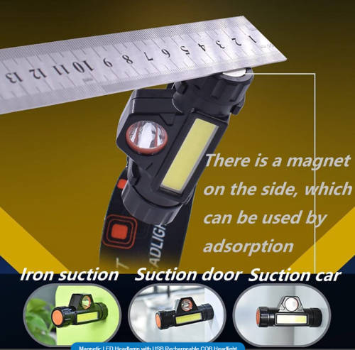 Magnetic LED Headlamp with USB Rechargeable COB Headlight