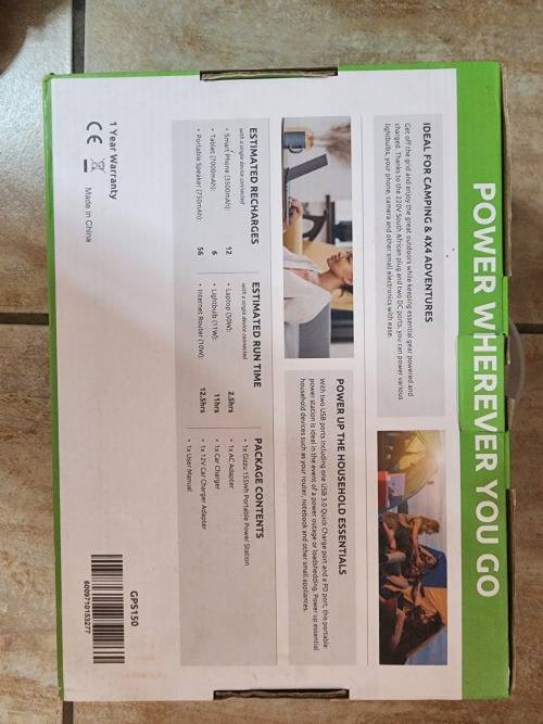 Gizzu 155Wh Portable Power Station 1 x 3 Prong SA Plug Point ( 4months old)