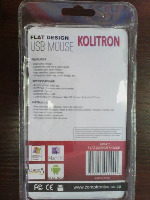 KOLITRON MM413 FLAT DESIGN OPTICAL MOUSE
