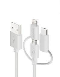 USB 3 in 1 Cell Phone Cable , With Exchanging Tips -Lightning + Type-C+Mirco-B