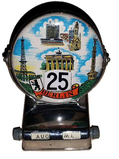 Rare Vintage Berlin Metal Perpetual Flip Desk Date Calendar 1950'S