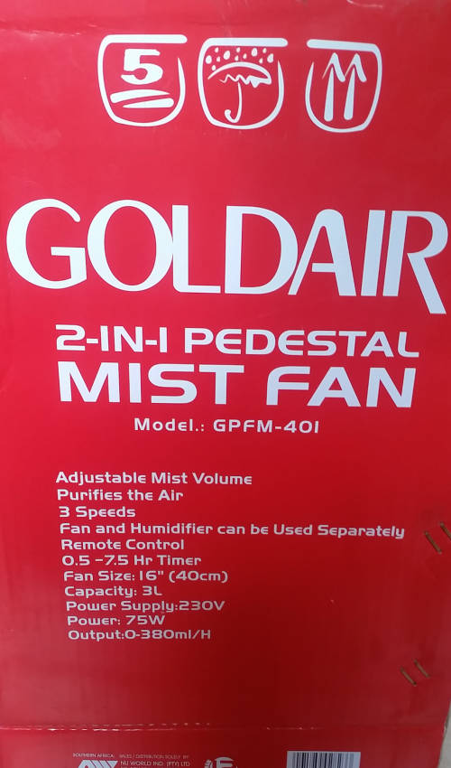 GOLDAIR 2 in 1 Pedestal Mist Fan - GPFM401