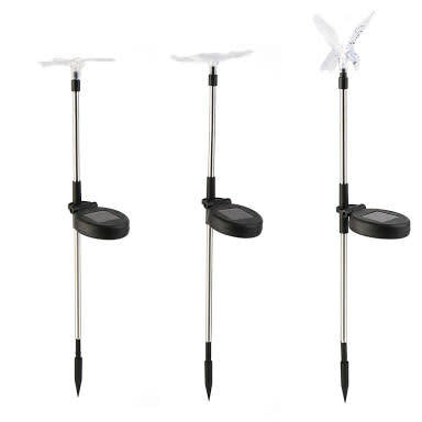 3 Piece Solar Garden Multicolour Butterfly Lights