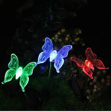 3 Piece Solar Garden Multicolour Butterfly Lights