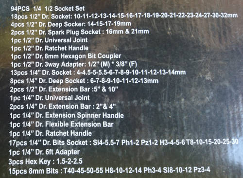 Bebona 1/4 and 1/2" 94 Piece Socket Set