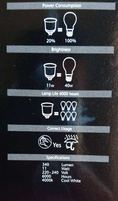 Gu10 Aluminium Based Cool White Energy Saver Downlight Bulbs