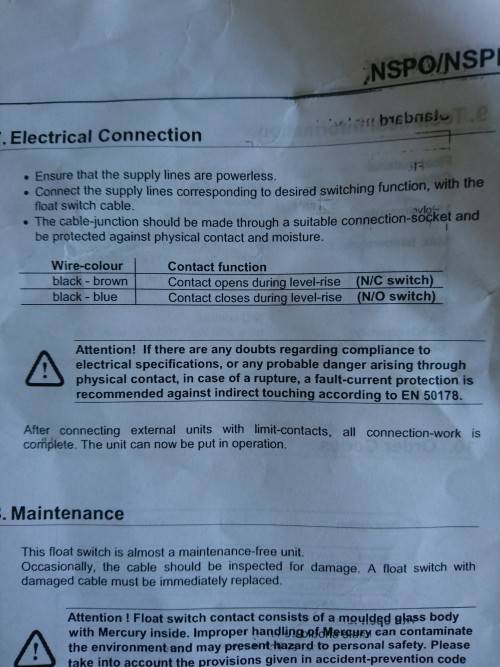 Kobold NSPO-04TPK Liquid Float Level Switch