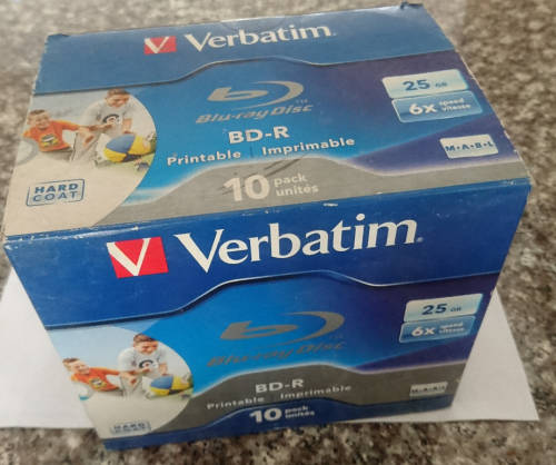 10pk 25gb Verbatim BD-R Printable Disc