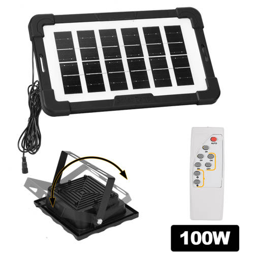 100W LED Solar Flood Light with Remote Control IP67 Waterproof Garden Light