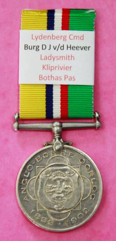 ABO Medal to Burg. Daniel Johannes V/D HEEVER - Cmdt Du Toit Commando