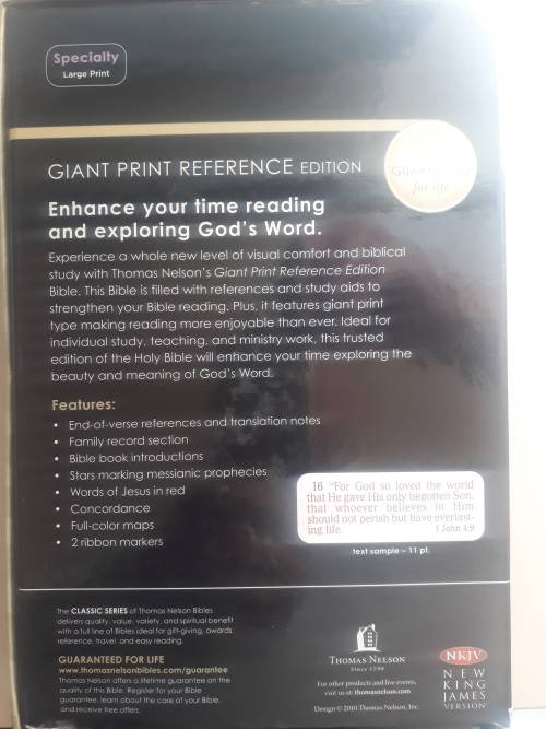 Thomas Nelson NKJ HOLY BIBLE Reference (US import)  - Burgundy Bonded Leather, Thumb Index, as New