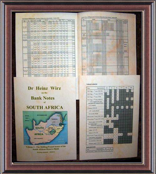 South Africa pound -  2010-11 update - Summary pricing schedule &collector's bank note guide booklet
