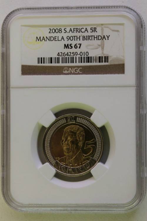 2008 S.Africa R5. Mandela 90th Birthday. MS 67. R1 start