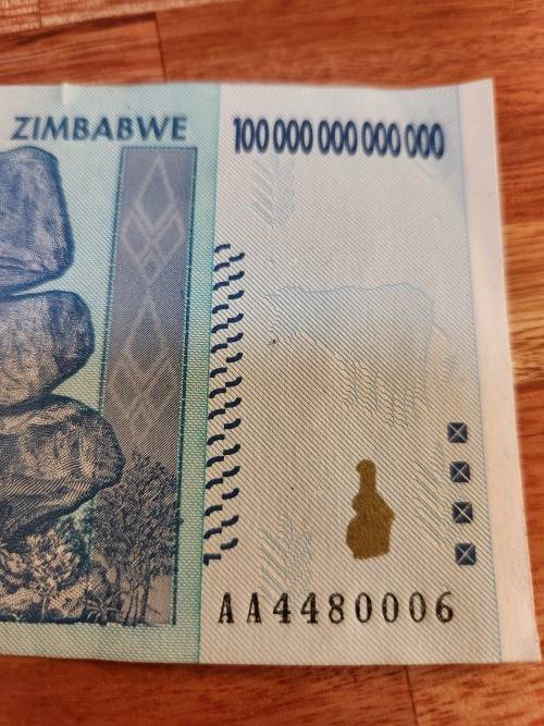 One x 100 Trillion Zimbabwe Dollar Note AA Series