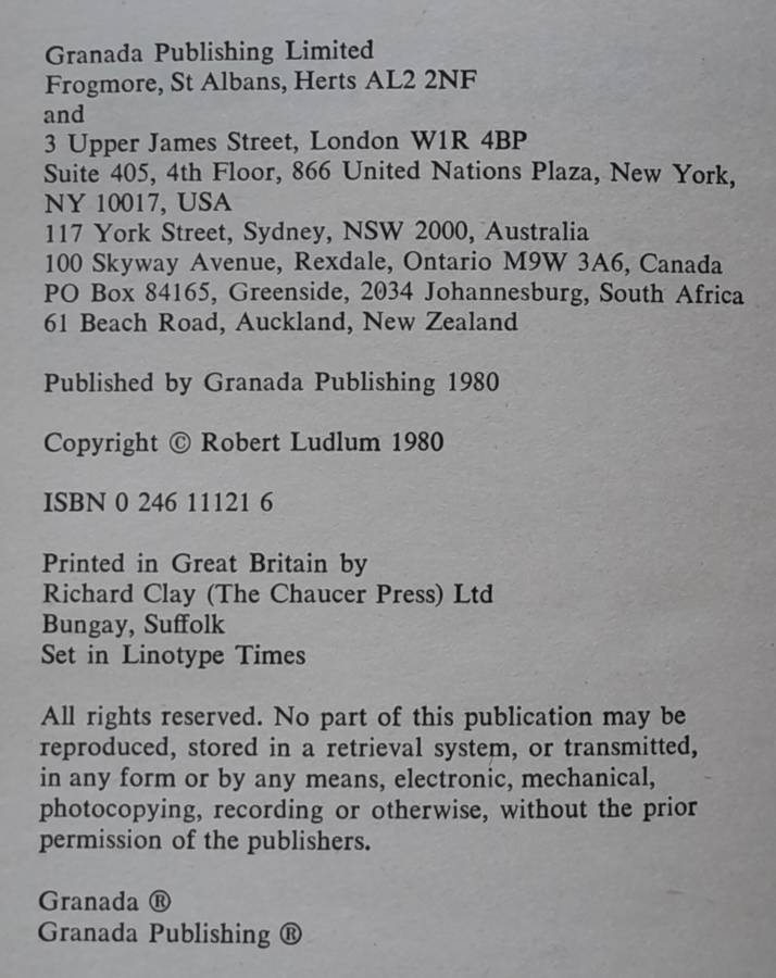 The Bourne Identity - Robert Ludlum 1980 UK First edition Hardcover