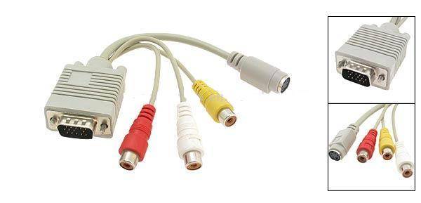 VGA TO 3RCA, S-VIDEO ADAPTER, CONNECT PC TO TV (BRAND NEW)