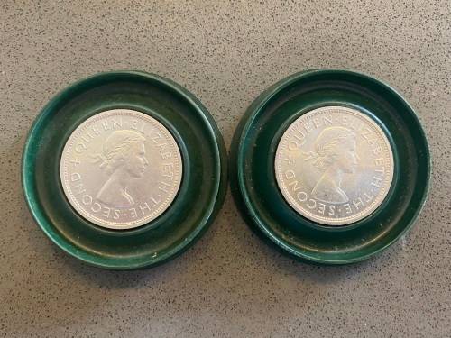 Beautiful Pair of Rhodesia 1953 Crowns (5s) BOTH VARIATIONS - Bid per Coin