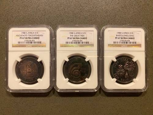 Graded Proof RSA 1988 Set (3 Coins) of Silver R1`s: NGC PF67UC - Priced per Coin
