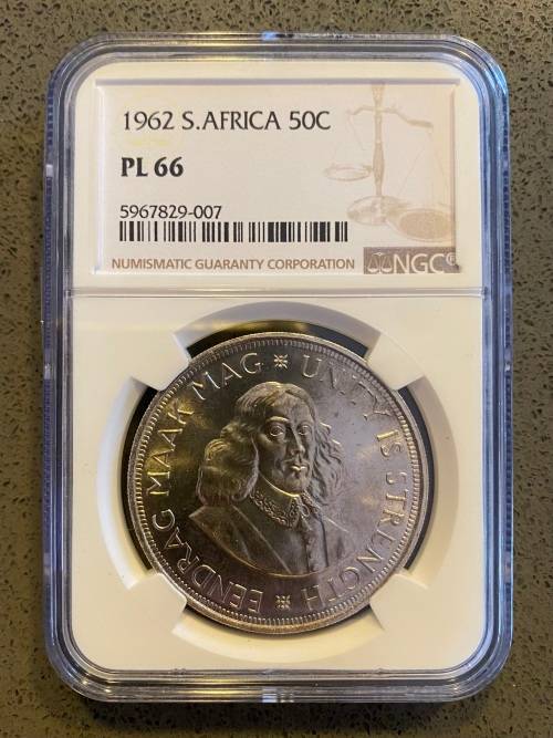 Graded RSA 1962 Silver Crown (50c): NGC PL66