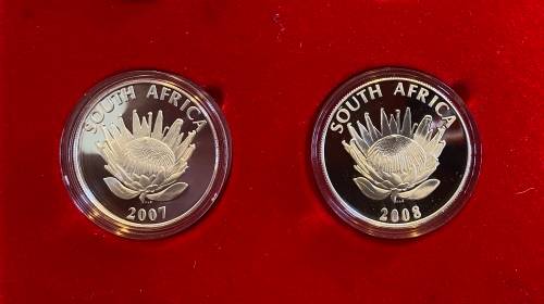 Pair of RSA Protea Proof Silver R1s - Bid per Coin