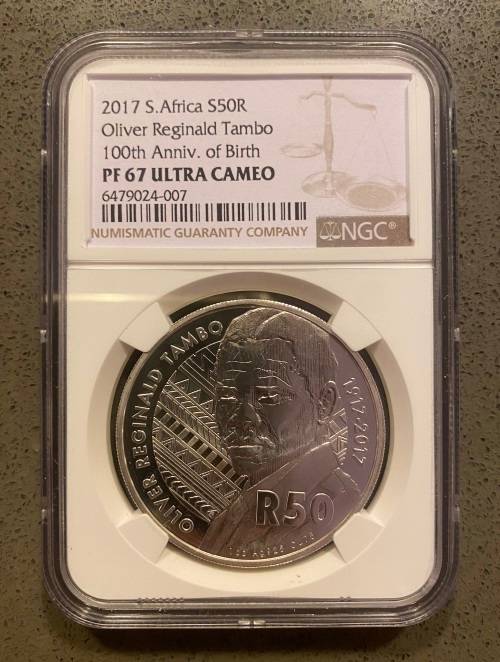 Graded RSA 2017 Silver OR Tambo R50: NGC PF67UC - Crown Size