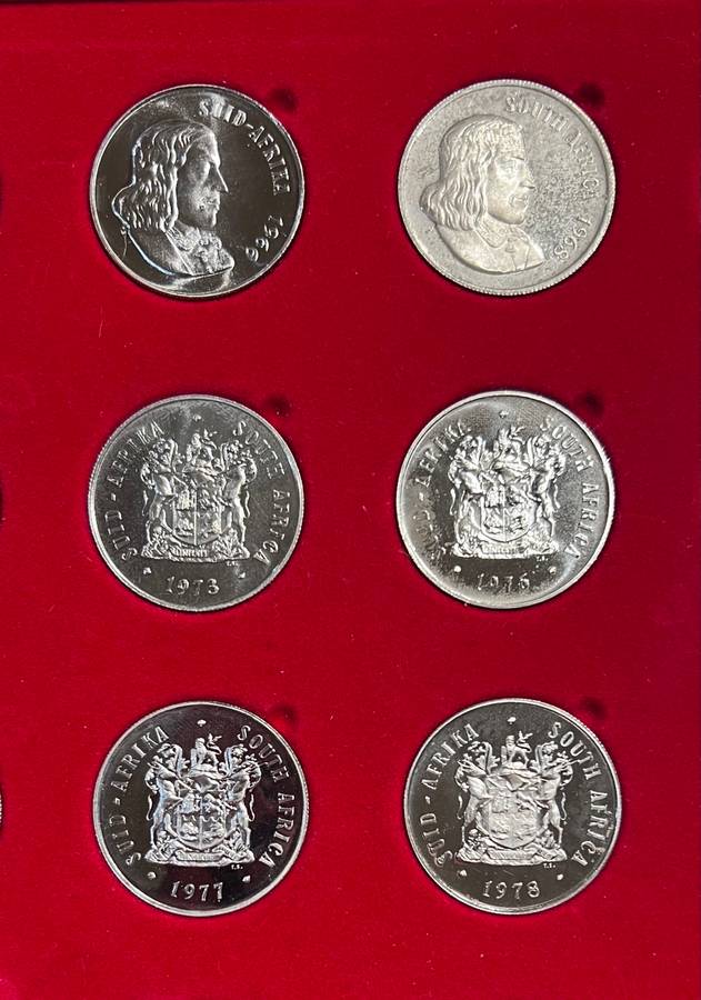 Stunning Collection (6 coins) of RSA Proof Silver R1`s (from 1966-1978)
