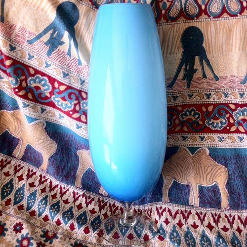 Beautiful Retro Large Turquoise Champagne Glass Vase