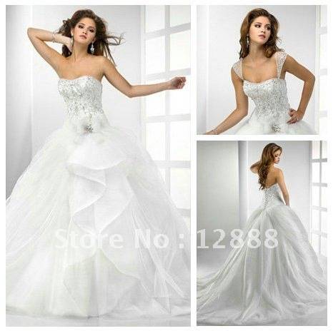 FREE SHIPPING - New Style Wholesale Price Organza Tulle Bridal Wedding Dresses  - US Size 2 to 26W