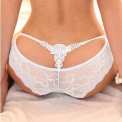 5 ON AUCTION!! Sexy Lotus Pattern Lace Hollow T-Back - White