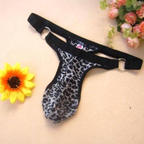 5 ON AUCTION!! Hot Leopard Pattern Design Sexy Underwear for Men - SGrey