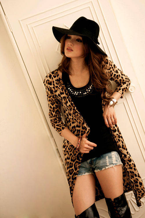 10 ON AUCTION -Women's Trendy Brown V-Neck Leopard Coat - - - *Door delivery for only R150*