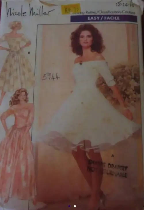 BUTTRICK 5944 CLOSE FITTED LINED DRESS SIZE 12-14-16 COMPLETE - SEWWING PATTERN