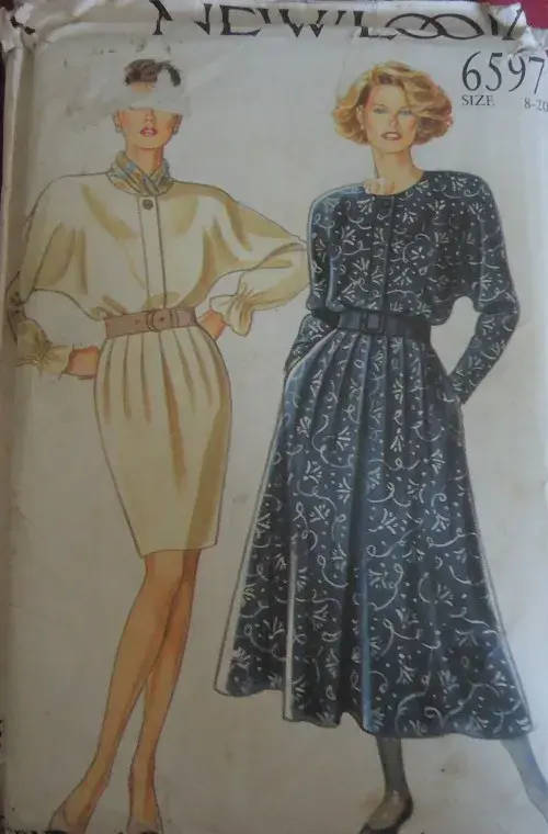 NEW LOOK PATTERNS 6597 DRESS WITH FLARED OR STRIAGHT SKIRT SIZES 8-20 COMPLETE