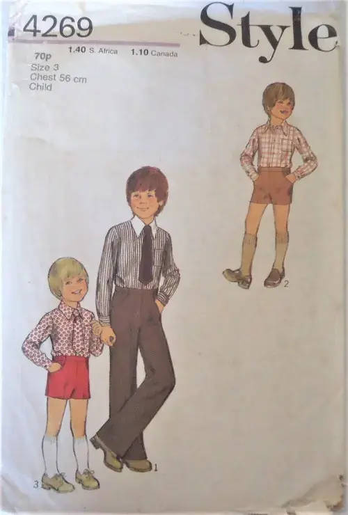 STYLE 4269 BOYS PANTS-SHORTS-SHIRT-TIE SIZE 3 YEARS CHEST 56 CM COMPLETE SEWING PATTERN
