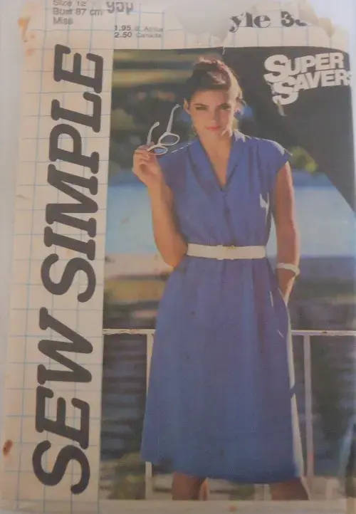STYLE 3380 PULLOVER DRESS SIZE 12 BUST 87 CM COMPLETE - SEWING PATTERN