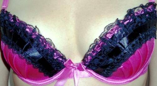Pink Rose bra with beautiful black lace trimming; 36B/38B/40B
