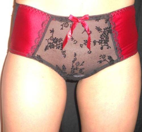 Sexy black lace panty with Red satin detail