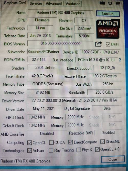 AMD Sapphire RX 480 8BG Nitro+