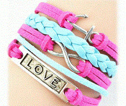 A MUST HAVE - Turquois and pink infinity bracelet