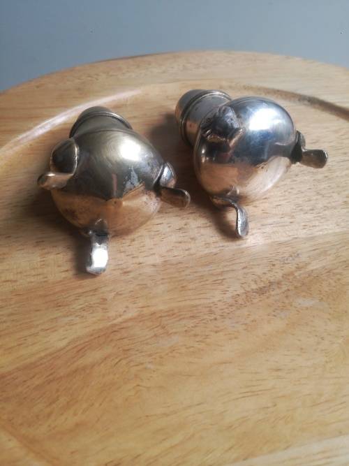PAIR OF VINTAGE Silver /Brass Salt And Pepper Shakers