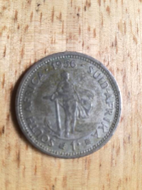 1956 SOUTH AFRICA Jan van Riebeeck Woman Anchor Silver 10 Cents Coin i84233