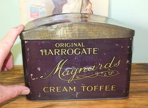 RARE Antique ORIGINAL HARROGATE MAYNARD'S CREAM TOFFEE TIN SHOP COUNTER?