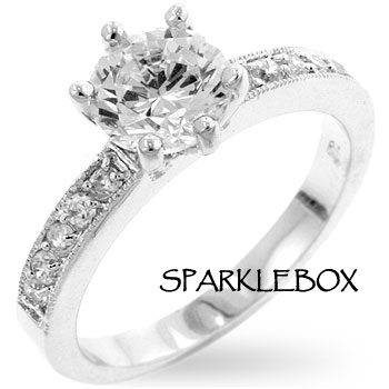 PRONG SETTING SIMULATED DIAMOND RING SIZE 6***