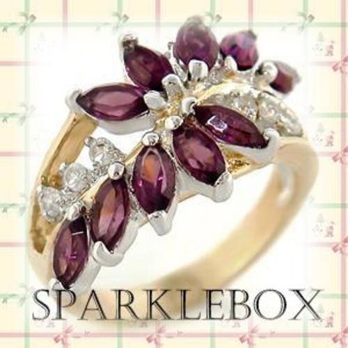 ***GORGEOUS AMETHYST SWAROVSKI CRYSTAL BAND RING*** SIZE 6
