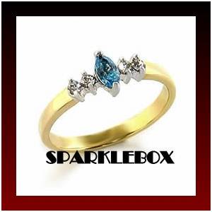 **MARQUISE CUT AQUAMARINE SWAROVSKI CRYSTAL BAND RING**SIZE 6