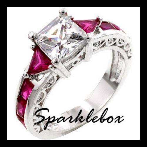 **!!SALE!!**3.5ct Rose Pink CZ Princess Cut Ring**SIZE 6